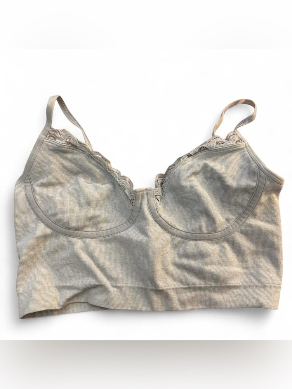 aerie Lace-Trim Wireless Bralette in grey